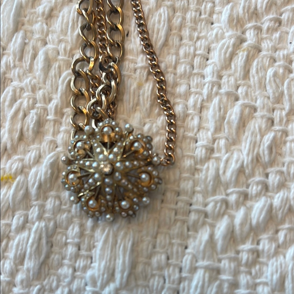 Source Unknown Gold Necklace with Dainty Beaded Chain - Picture 2 of 2